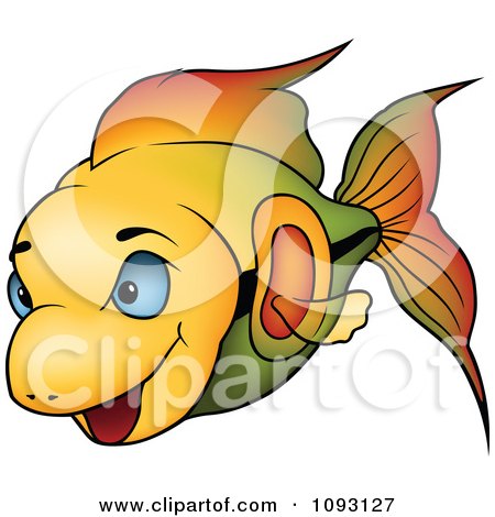 Clipart Gradient Orange And Green Fish - Royalty Free Vector Illustration by dero