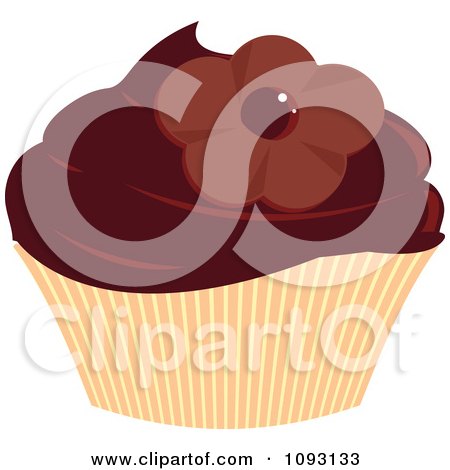Clipart Deep Red Frosted Cupcake With A Flower - Royalty Free Vector Illustration by Randomway