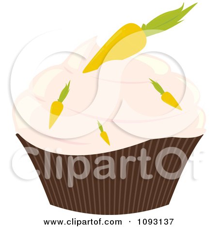 Clipart Pastel Pink Frosted Carrot Cupcake - Royalty Free Vector Illustration by Randomway