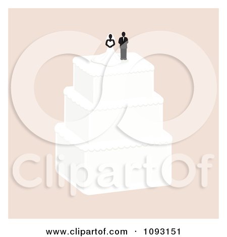 Clipart Layered Wedding Cake With A Bride And Groom Topper 4 - Royalty Free Vector Illustration by Randomway
