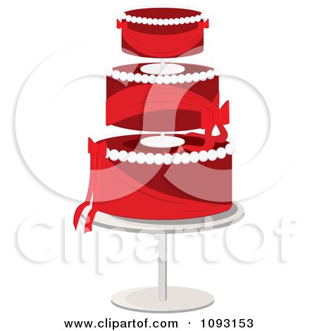 Clipart Layered Red And White Wedding Cake - Royalty Free Vector Illustration by Randomway