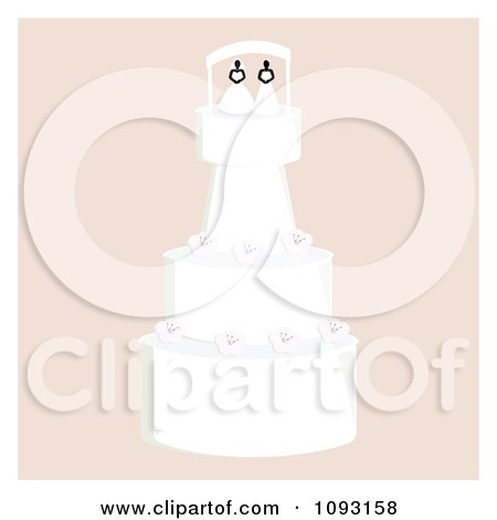 Clipart Layered Wedding Cake With A Lesbian Topper 4 - Royalty Free Vector Illustration by Randomway