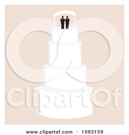 Clipart Layered Wedding Cake With A Gay Topper 5 - Royalty Free Vector Illustration by Randomway