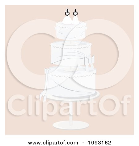 Clipart Layered Wedding Cake With A Lesbian Topper 5 - Royalty Free Vector Illustration by Randomway