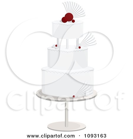 Clipart Layered White And Red Wedding Cake - Royalty Free Vector Illustration by Randomway