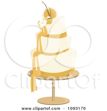 Clipart Layered Cream And Gold Wedding Cake - Royalty Free Vector Illustration by Randomway