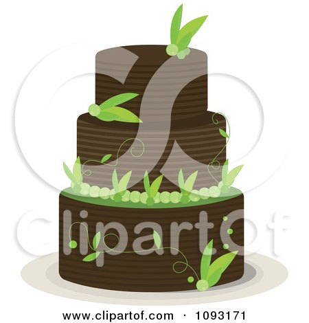 Clipart Layered Brown And Green Leaf Cake - Royalty Free Vector Illustration by Randomway