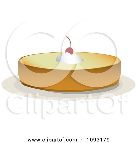 Clipart Whole Cheese Cake With Whipped Cream And A Cherry - Royalty Free Vector Illustration by Randomway