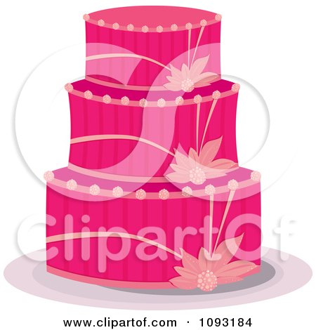Clipart Bright Pink Floral Cake - Royalty Free Vector Illustration by Randomway