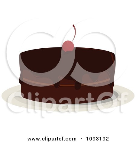 Clipart Chocolate Cake Topped With A Cherry - Royalty Free Vector Illustration by Randomway