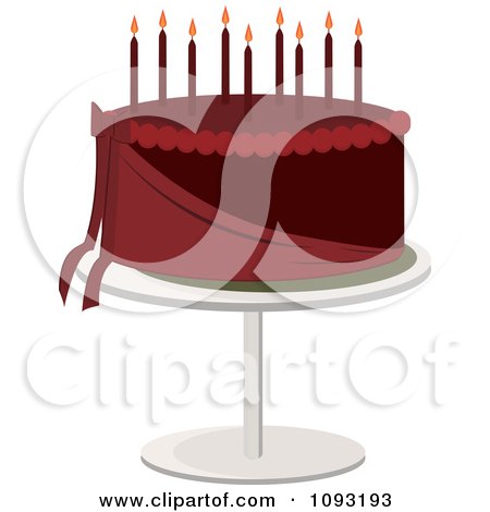Clipart Dark Red Birthday Cake - Royalty Free Vector Illustration by Randomway
