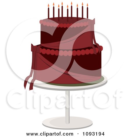 Clipart Layered Dark Red Birthday Cake - Royalty Free Vector Illustration by Randomway