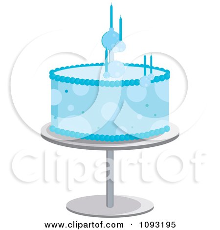Clipart Blue Polka Dot Birthday Cake - Royalty Free Vector Illustration by Randomway