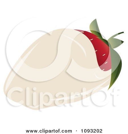 Clipart White Chocolate Dipped Strawberry - Royalty Free Vector Illustration by Randomway
