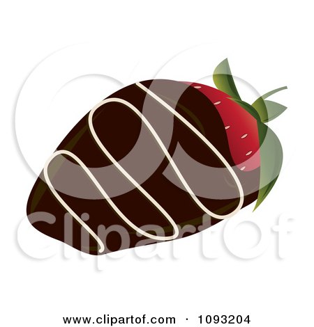 Clipart Dark Chocolate Dipped Strawberry With Icing - Royalty Free Vector Illustration by Randomway