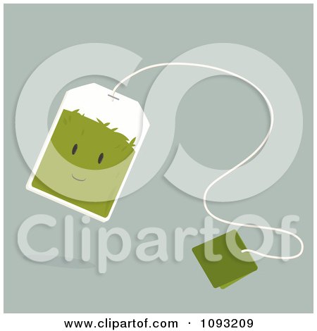 Clipart Green Tea Bag Character - Royalty Free Vector Illustration by Randomway