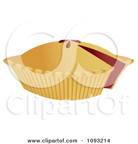 Clipart Cherry Pie With A Missing Slice - Royalty Free Vector Illustration by Randomway
