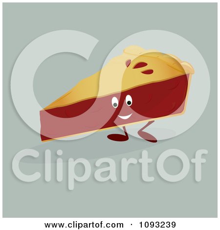 Clipart Cherry Pie Slice Character - Royalty Free Vector Illustration by Randomway