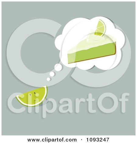 Clipart Lime Thinking Of Key Lime Pie - Royalty Free Vector Illustration by Randomway