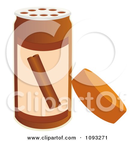 Clipart Open Spice Bottle Of Cinnamon Flavoring - Royalty Free Vector Illustration by Randomway