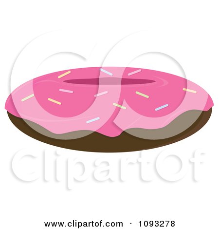 Clipart Pink Sprinkled Chocolate Donut - Royalty Free Vector Illustration by Randomway