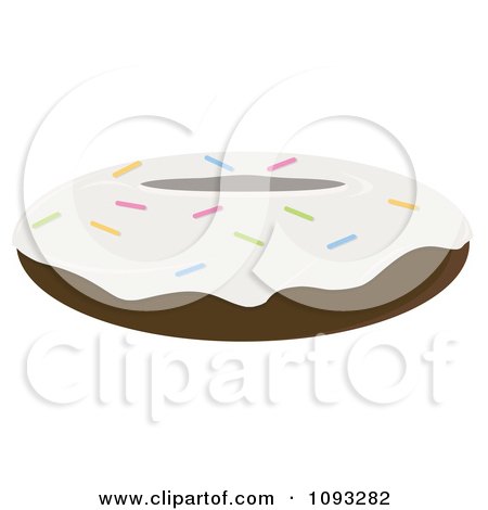Clipart White Frosted Chocolate Sprinkle Donut - Royalty Free Vector Illustration by Randomway