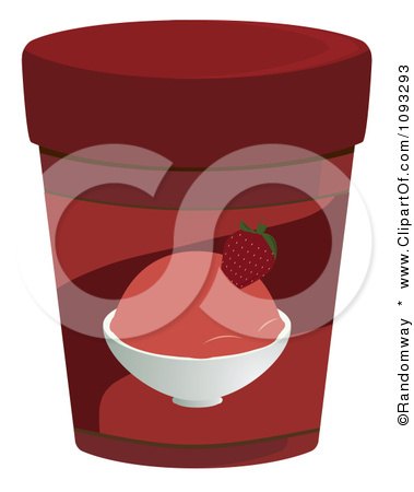 Clipart Container Of Strawberry Ice Cream - Royalty Free Vector Illustration by Randomway