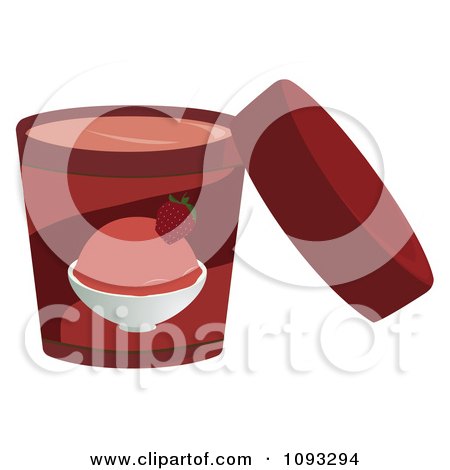 Clipart Open Container Of Strawberry Ice Cream - Royalty Free Vector Illustration by Randomway