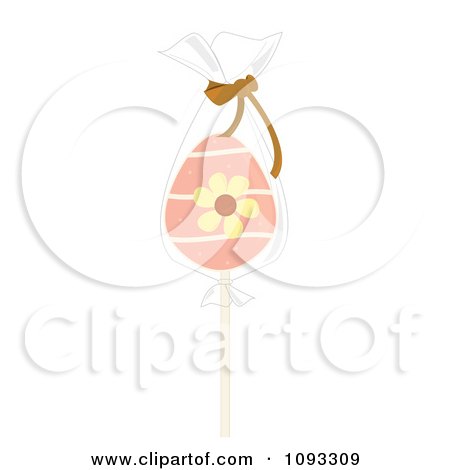 Clipart Pink Floral Easter Egg Lolipop - Royalty Free Vector Illustration by Randomway