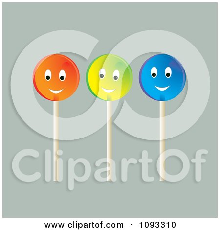 Clipart Three Happy Lolipops - Royalty Free Vector Illustration by Randomway