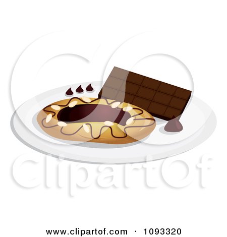 Clipart Chocolate Danish With Icing - Royalty Free Vector Illustration by Randomway