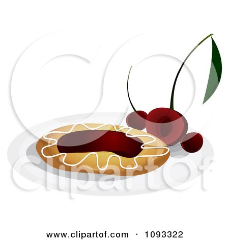 Clipart Cherry Danish On A Plate - Royalty Free Vector Illustration by Randomway
