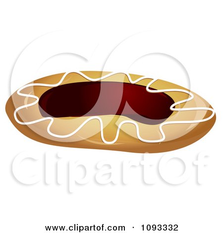Clipart Raspberry Or Strawberry Danish With Icing - Royalty Free Vector Illustration by Randomway