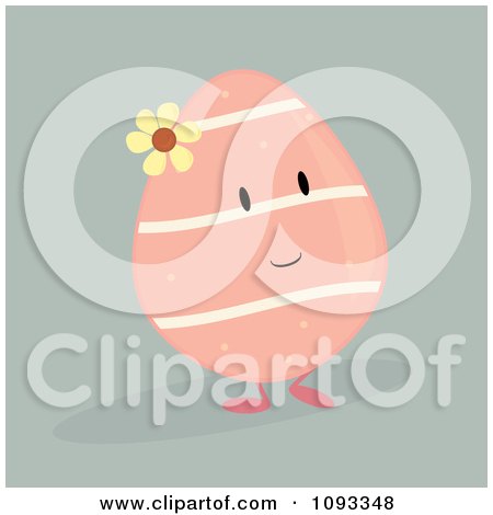 Clipart Pink Egg Character - Royalty Free Vector Illustration by Randomway