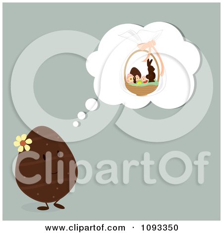 Clipart Egg Thinking Of An Easter Basket - Royalty Free Vector Illustration by Randomway