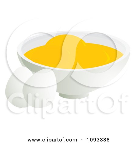 Clipart Two Eggs And A Bowl Of Yolks - Royalty Free Vector Illustration by Randomway