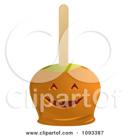 Clipart Orange Jackolantern Candied Apple - Royalty Free Vector Illustration by Randomway