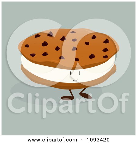 Clipart Ice Cream Cookie Sandwich Character - Royalty Free Vector Illustration by Randomway
