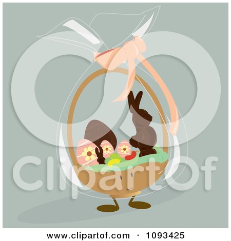 Clipart Easter Basket With Candy Character - Royalty Free Vector Illustration by Randomway