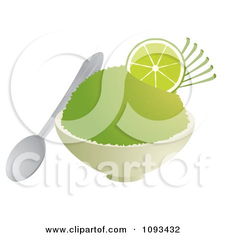 Clipart Bowl Of Lime Shaved Ice - Royalty Free Vector Illustration by Randomway