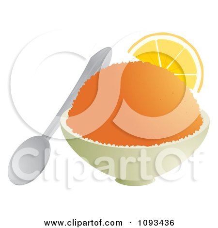 Clipart Bowl Of Orange Shaved Ice - Royalty Free Vector Illustration by Randomway