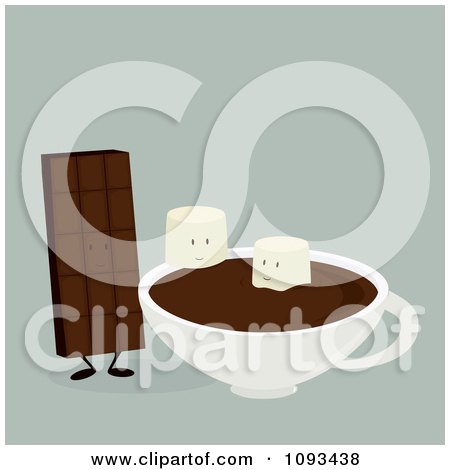 Clipart Chocolate Candy Bar And Marshmallow Characters With Hot Cocoa 2 - Royalty Free Vector Illustration by Randomway
