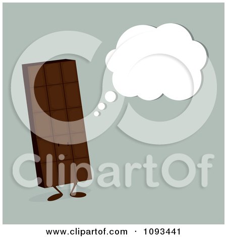 Clipart Thinking Chocolate Candy Bar Character - Royalty Free Vector Illustration by Randomway