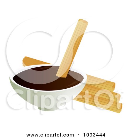Clipart Churros And Chocolate Dip 2 - Royalty Free Vector Illustration by Randomway