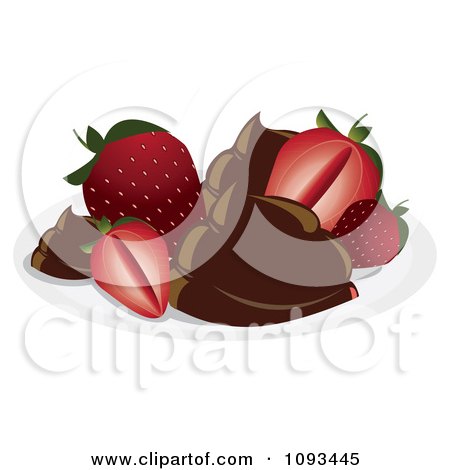 Clipart Strawberries And Chocolate - Royalty Free Vector Illustration by Randomway