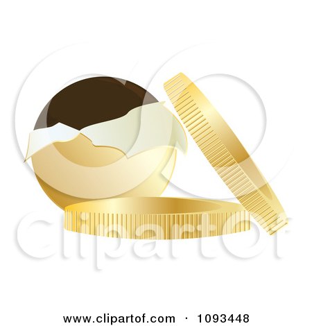Clipart Chocolate Coins With Gold Wrappers 1 - Royalty Free Vector Illustration by Randomway