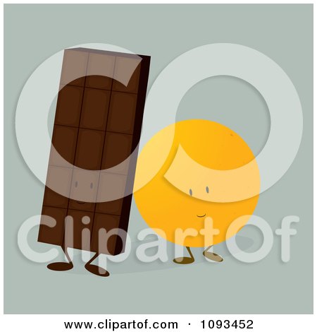 Clipart Chocolate Candy Bar And Orange Characters - Royalty Free Vector Illustration by Randomway