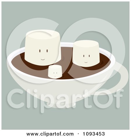 Clipart Happy Marshmallows Floating On Hot Chocolate - Royalty Free Vector Illustration by Randomway