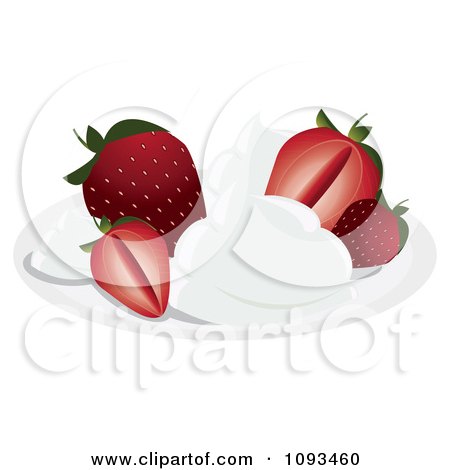Clipart Strawberries With Cream - Royalty Free Vector Illustration by Randomway