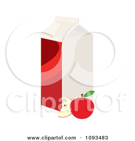 Clipart Carton Of Apple Juice And Fruit - Royalty Free Vector Illustration by Randomway